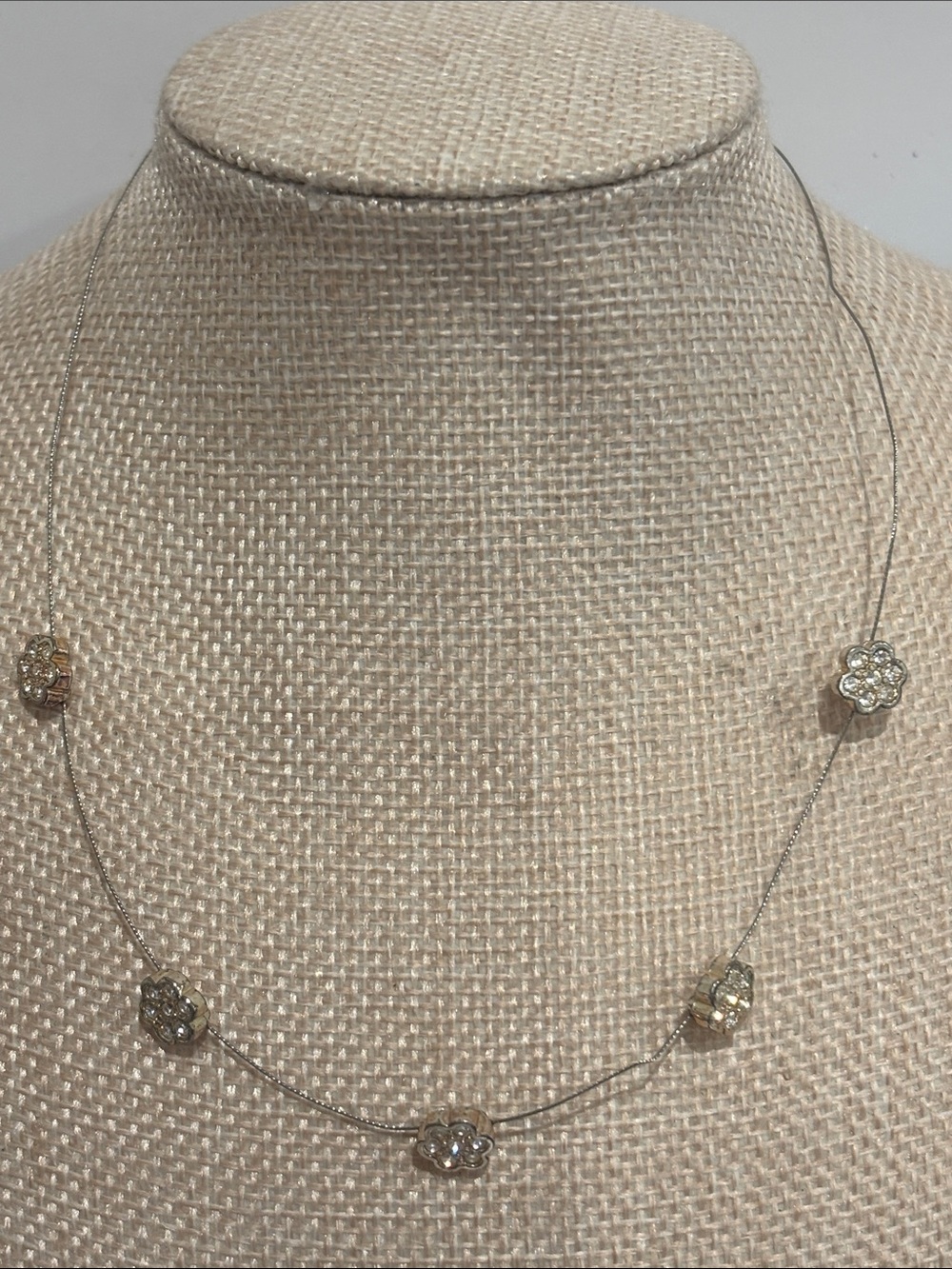 Nine West Silver-Tone Flower Station Necklace